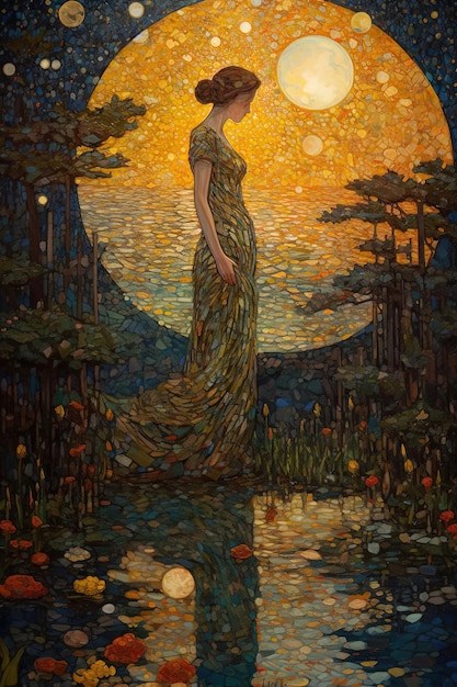 la pintura de una mujer con un vestido largo del artista pintor