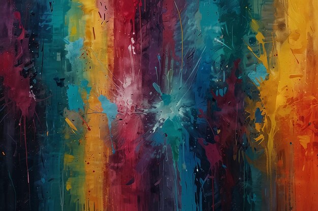 Pintura multicolor abstracta con textura grunge en lienzo Obra de arte mezcla pincelada salpicaduras de color y aceite elemento de pintura acrílica arte contemporáneo moderno generativo AI
