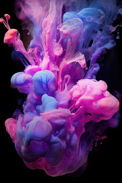 Pintura multicolor en agua sobre fondo negro