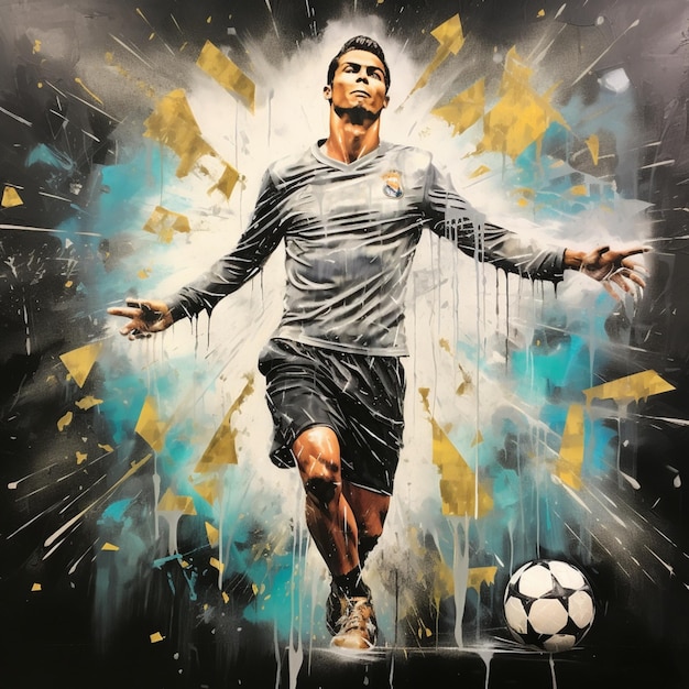 Foto pintura mural de cristiano ronaldo