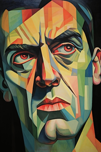Foto pintura mural o rosto de um homem pintado com gouache