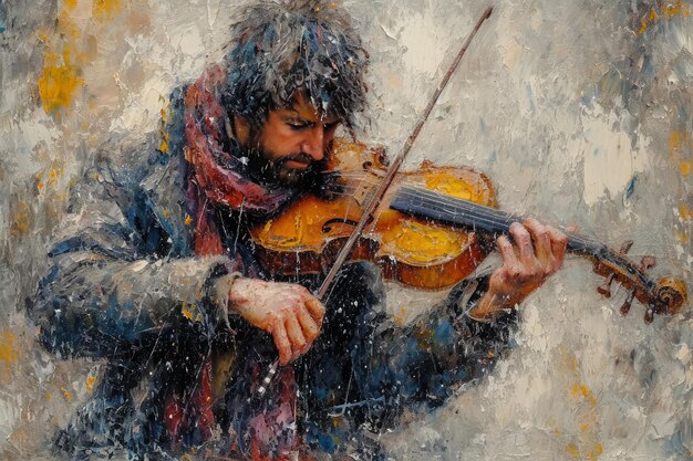 pintura de un músico tocando el violín