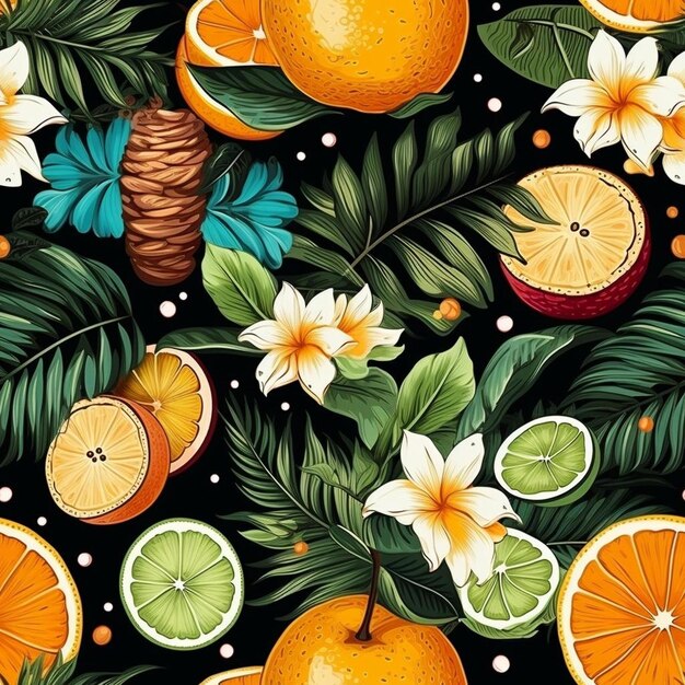 Foto una pintura de naranjas, limones y limas.