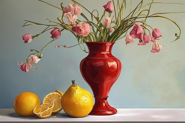 pintura de naturaleza muerta pintura de vida muerta vida muerta con rosas rojas y limones