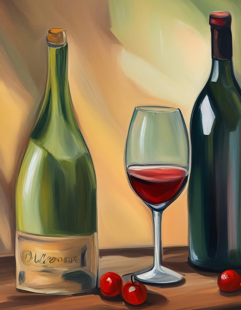 Foto pintura de naturaleza muerta con vino