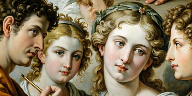Foto pintura neoclássica com pinceladas fluídas estilo de pintura barroca cálculo de caneta desenho de bons detalhes