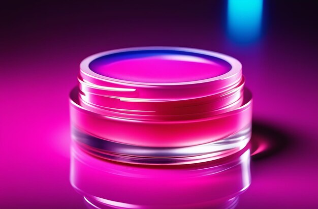 Foto pintura de neón rosa en frasco de vidrio pintura para los labios luminoso para las uñas