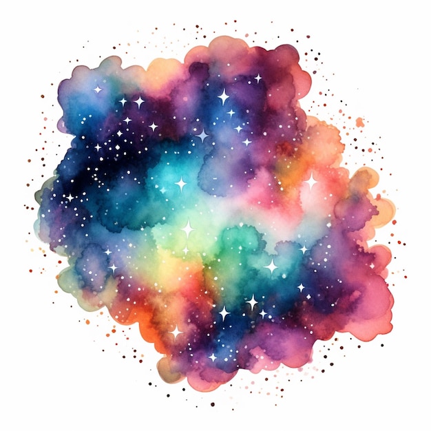 una pintura de una nube colorida con estrellas en el medio generativo ai