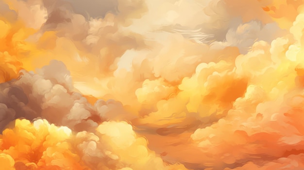 Una pintura de una nube con un pájaro volando en el cielo.