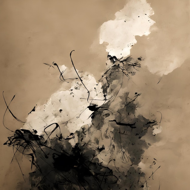 Una pintura de una nube con pintura en blanco y negro y un diseño en blanco y negro.