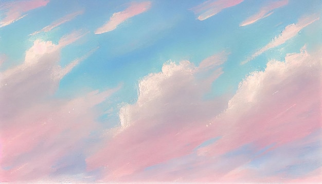 Una pintura de una nube rosa y azul.