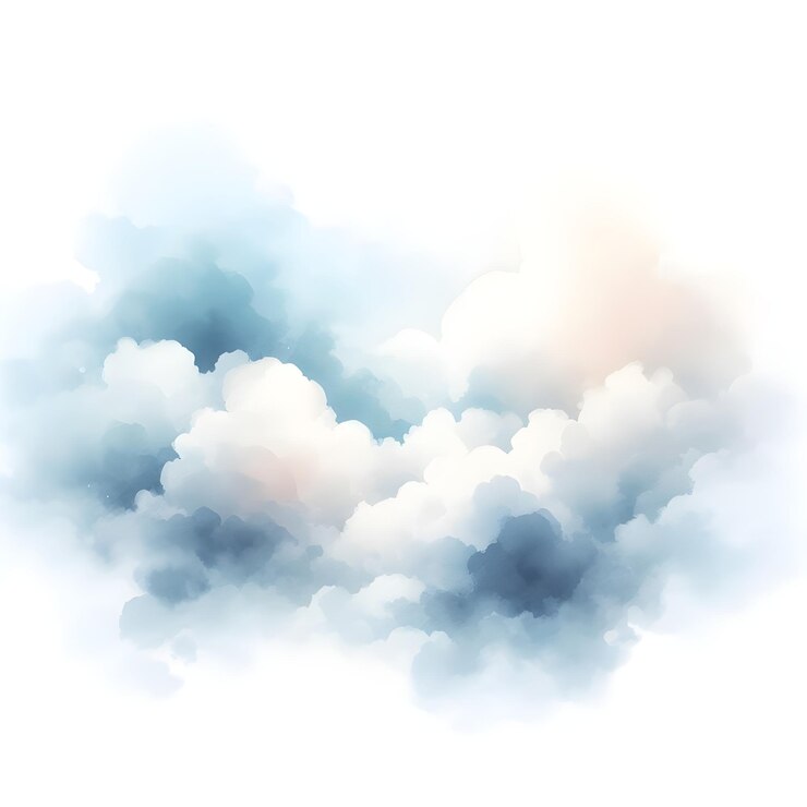 una pintura de nubes aisladas en un fondo blanco