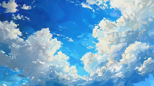 Foto una pintura de nubes y el cielo es azul