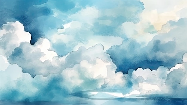 Una pintura de nubes y cielo.