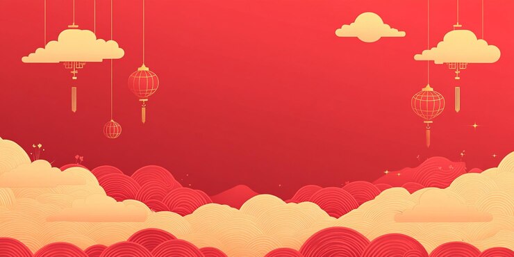 una pintura de nubes y un fondo rojo con un fondo roja