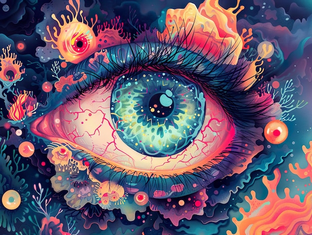 Foto una pintura de un ojo con la palabra alienígena en él