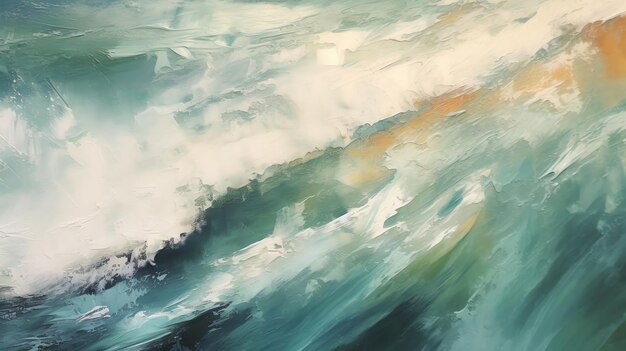 Una pintura de una ola con la palabra océano en ella.