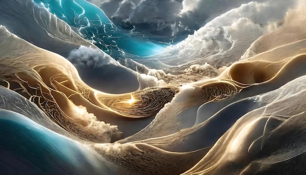 una pintura de una ola que tiene la palabra "dios" en ella