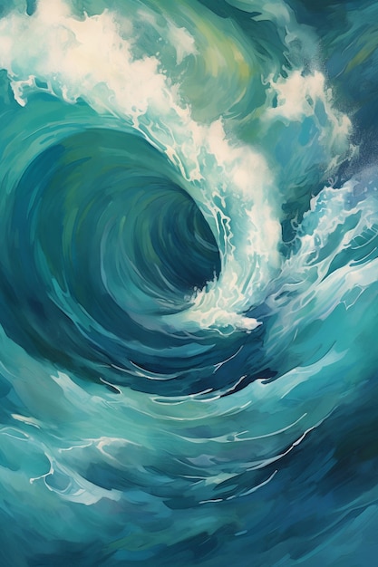 una pintura de una ola que se titula la ola.