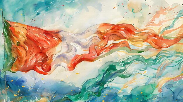 una pintura de una onda de color arco iris con los colores del arco ires