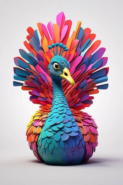 Pintura original al óleo en lienzo hermosa línea de neón multicolor logotipo de pavo real