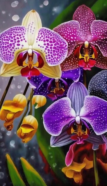 Foto una pintura de una orquídea morada con el número 1.