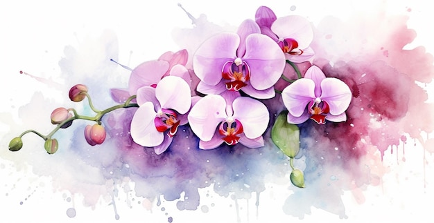 Una pintura de una orquídea morada.