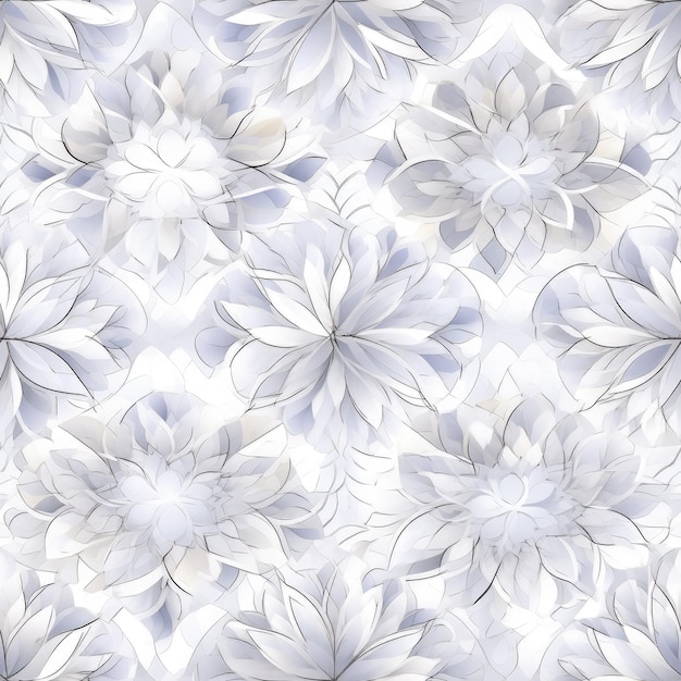 pintura padrão com fundo branco e flores com traço cinza