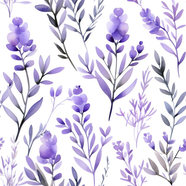 Pintura padrão sem costura aquarela lavanda