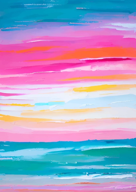 Pintura de paisaje abstracto Fondo artístico de vibraciones tropicales en colores rosa y azul brillante