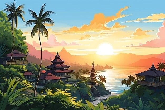 pintura de paisaje indonesia