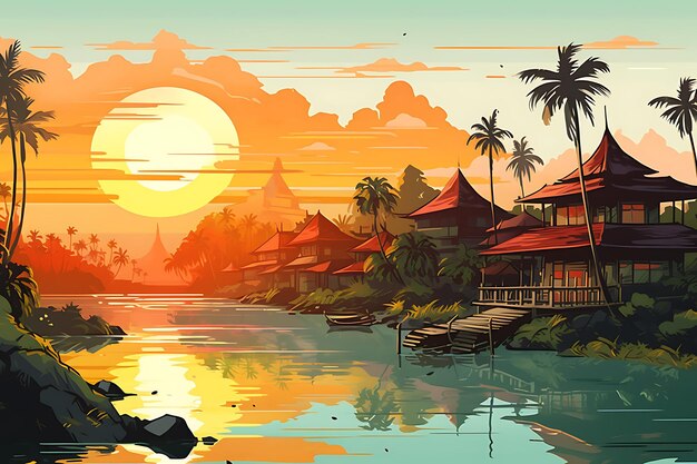 pintura de paisaje indonesia