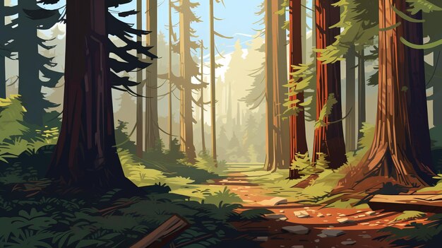 Pintura de paisajes de los Parques Nacionales y Estatales de Lofi Redwood