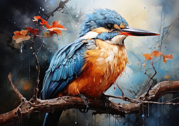 Foto una pintura de un pájaro con la palabra pájaro en él