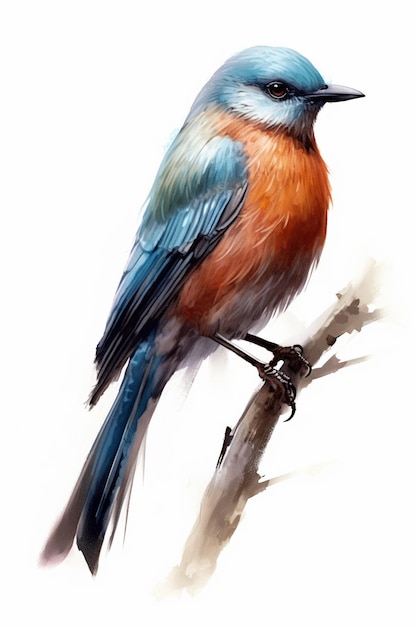 Una pintura de un pájaro en una rama.