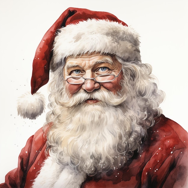 pintura de un Papá Noel con gafas y una barba generativa ai