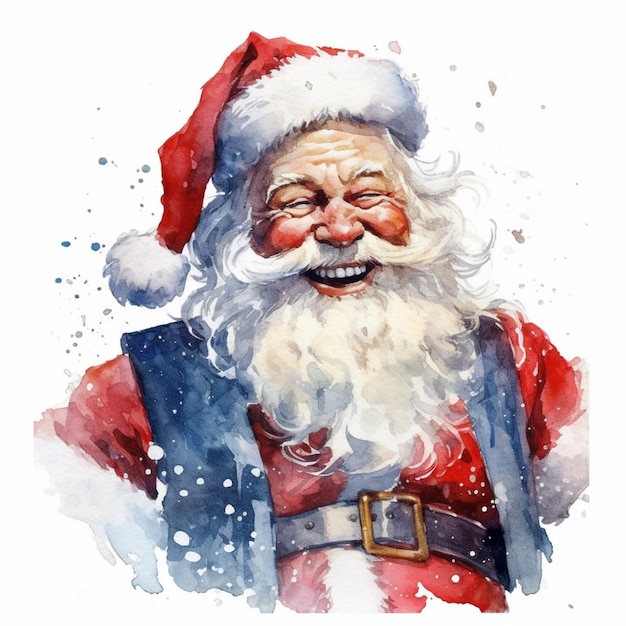 Pintura de un Papá Noel con una gran sonrisa en su cara generativa ai