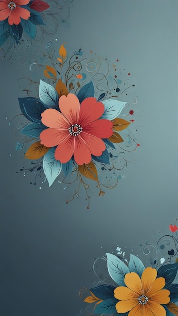 Foto una pintura de un papel tapiz de flor diseño colorido color azul suave