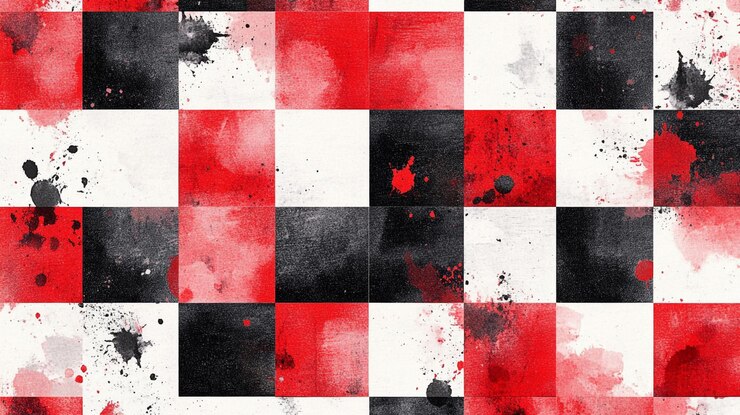 Foto una pintura de un patrón a cuadros rojo y negro