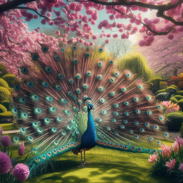 Foto una pintura de un pavo real con las palabras pavos reales en él