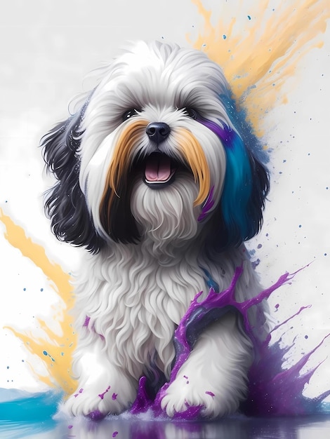 Una pintura de un perro Bichón Habanero