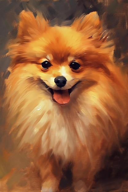Pintura de un perro con una cara feliz y una gran sonrisa generativa ai