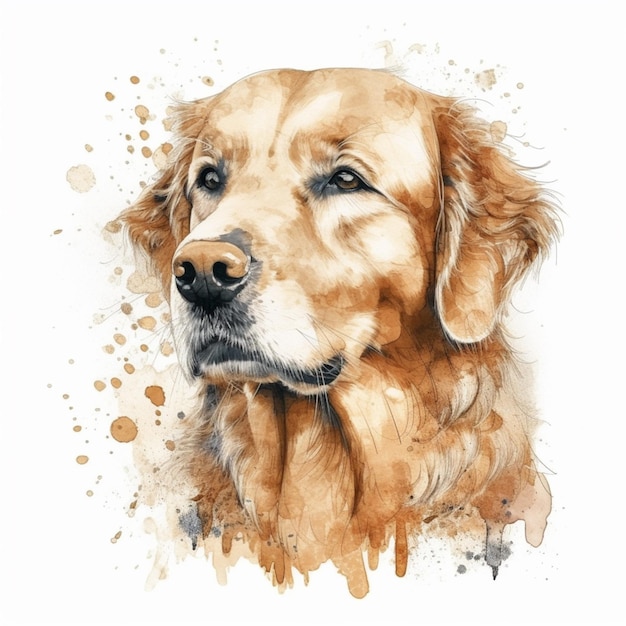 pintura de un perro golden retriever con un pelaje marrón y una nariz negra