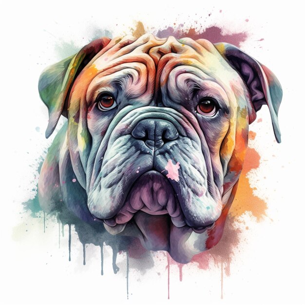 pintura de un perro con una mirada triste en su rostro generativo ai