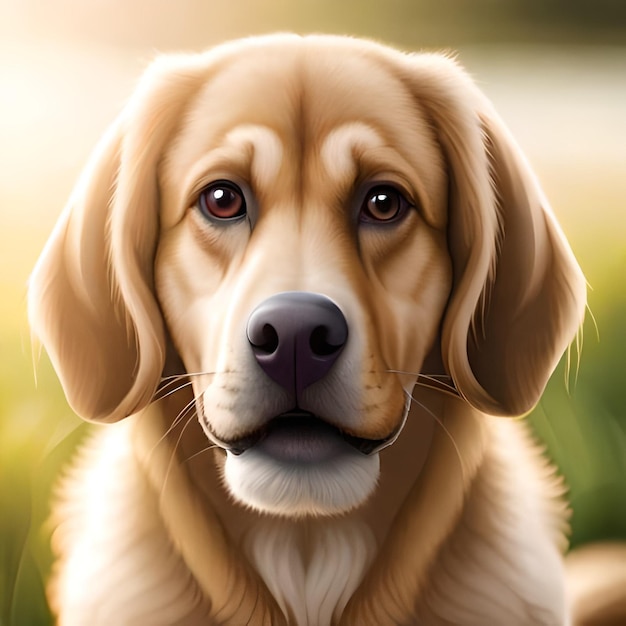 Una pintura de un perro con una nariz negra y una nariz blanca.