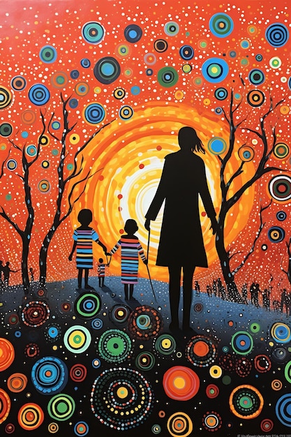 una pintura por persona de una madre y un niño