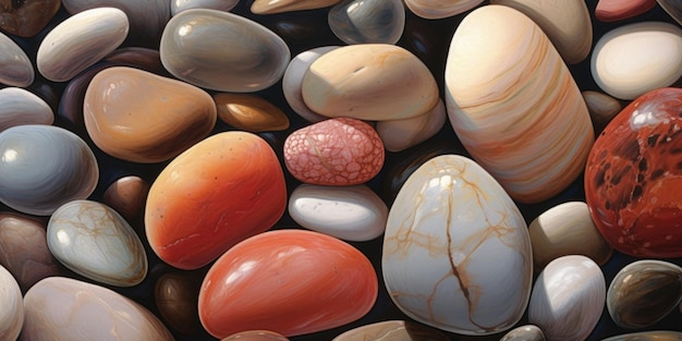 Pintura de piedras de colores