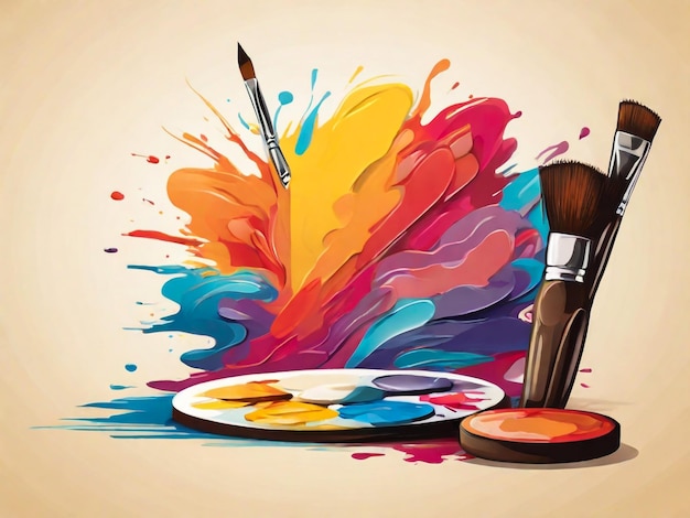 Foto una pintura de un pincel de pintura y un cepillo con un cepillo de pintura