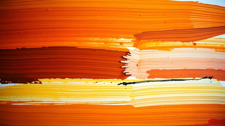 una pintura de un pincel de pintura en naranja y amarillo