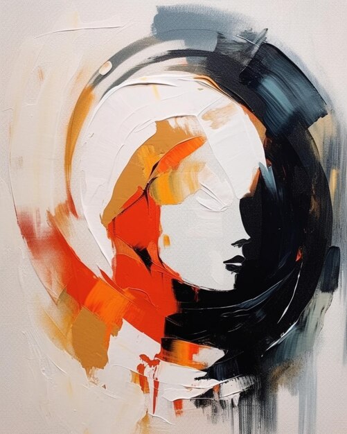 pintura de una pintura circular con un diseño generativo ai negro y naranja